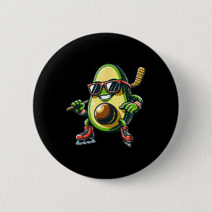 Eishockey Avocado Skating Fun Shades Button