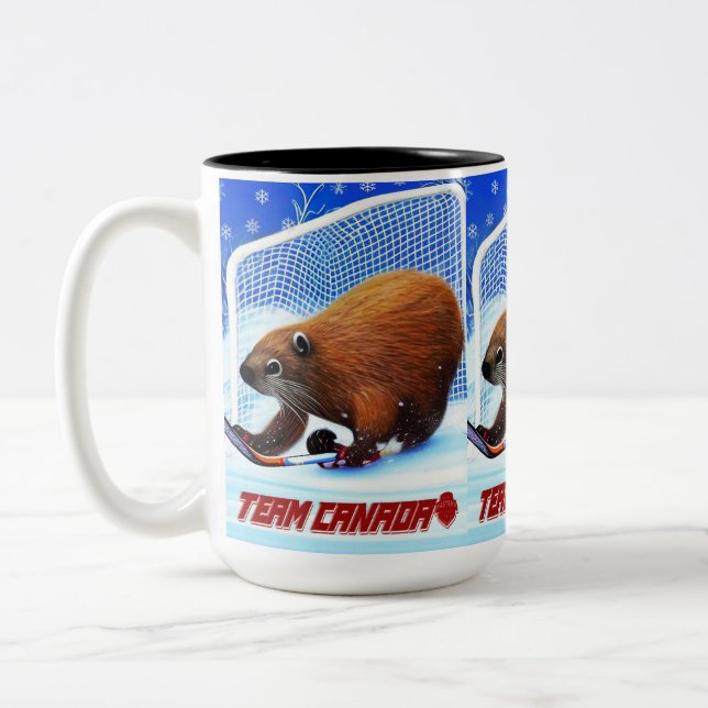Eishockey-Beaver Zweifarbige Tasse (Links)