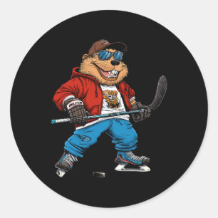 Eishockey Biber Runder Aufkleber