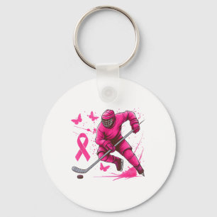 Eishockey-Brustkrebs-Bewusstsein Spieler Pink Spl Schlüsselanhänger