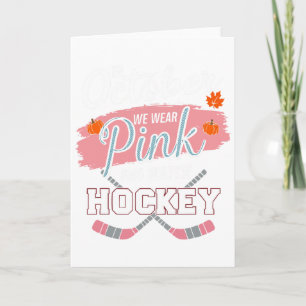 Eishockey-Brustkrebs-Bewusstseinsmonat Rosa Band Karte