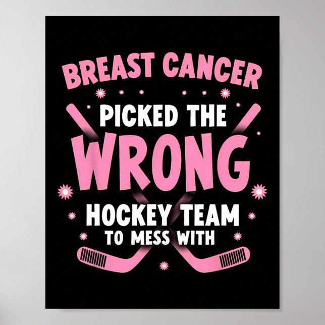 Eishockey-Brustkrebs-Krieger-Überlebender  Poster (Vorne)