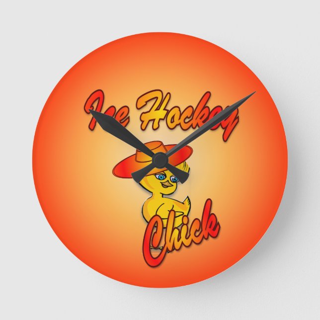 Eishockey-Chick #5 Runde Wanduhr (Vorderseite)
