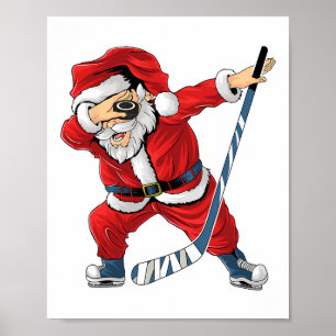 Eishockey Dabbing Weihnachtsmann Eishockeyspieler  Poster