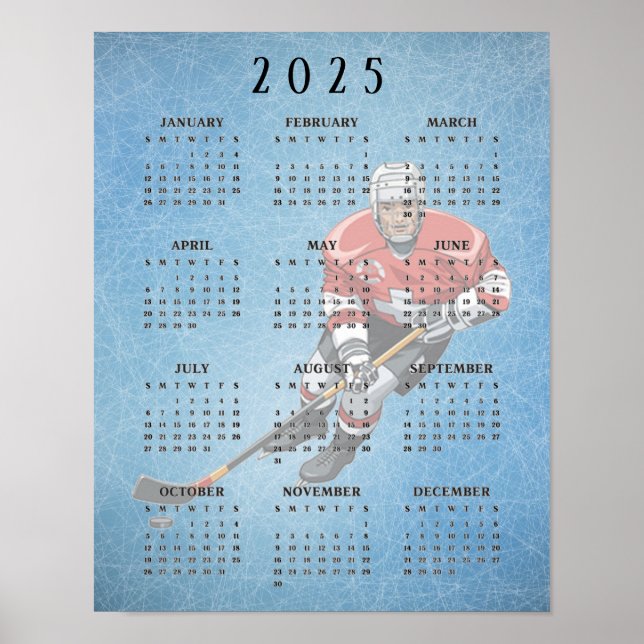 Eishockey-Design 2025 Kalenderposter Poster (Vorne)