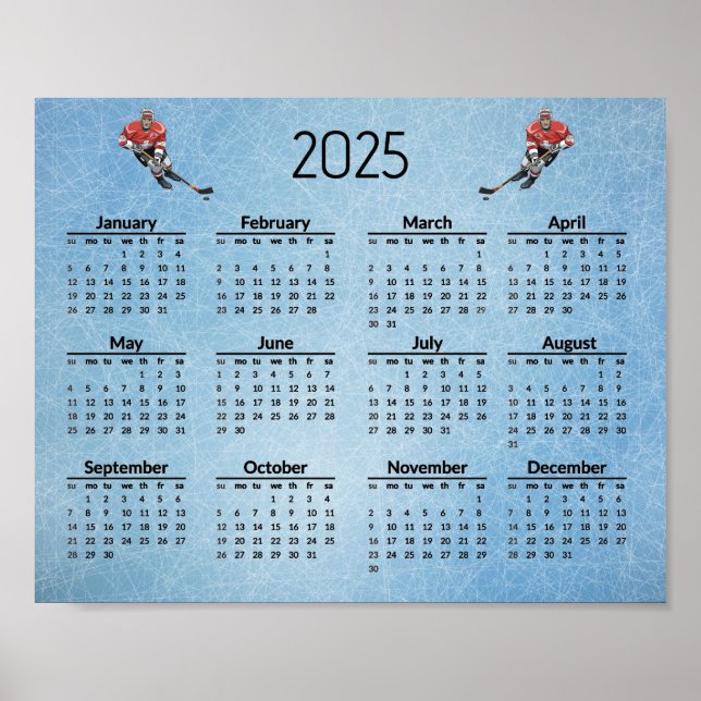 Eishockey-Design 2025 Kalenderposter Poster (Vorne)