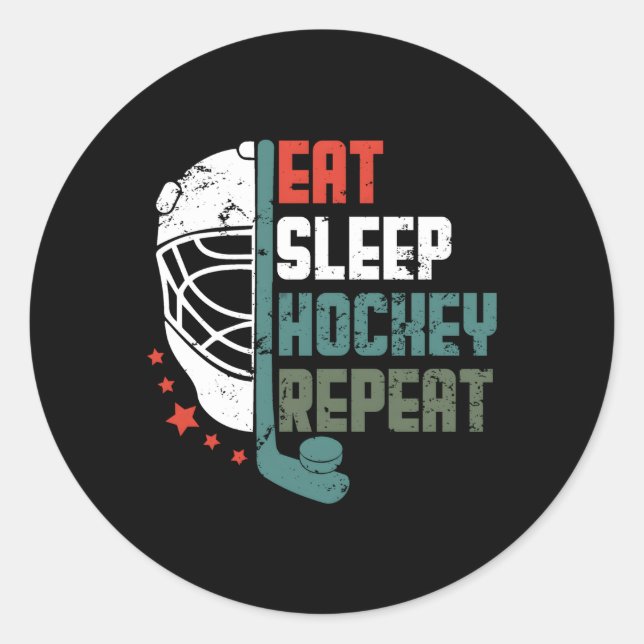 Eishockey Eat Sleep Hockey Wiederholung Eishockey Runder Aufkleber (Vorderseite)