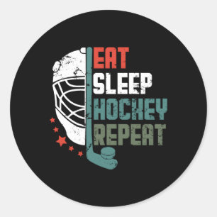 Eishockey Eat Sleep Hockey Wiederholung Eishockey Runder Aufkleber