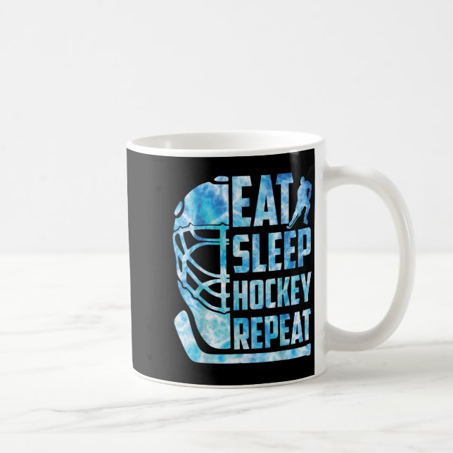 Eishockey Eat Sleep Hockey Wiederholung Funny Yout Kaffeetasse (Rechts)