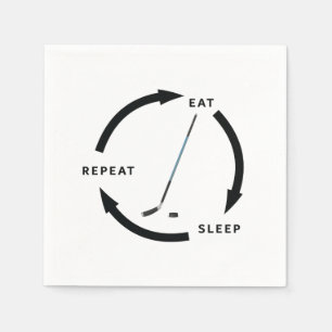 Eishockey Eat Sleep Wiederholung Sportfan Sprichwo Serviette