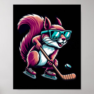 Eishockey Eichhörnchen Cool Gles Eislauf Poster