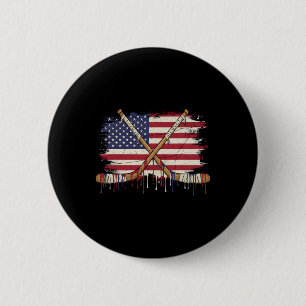 Eishockey-Eiscreme-Tropf-Jungen-Amerikanische-Flag Button
