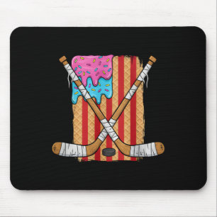 Eishockey-Eiscreme-Tropf-Jungen-Amerikanische-Flag Mousepad