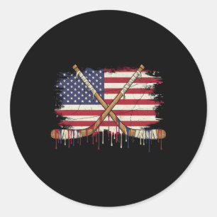Eishockey-Eiscreme-Tropf-Jungen Amerikanische Flag Runder Aufkleber