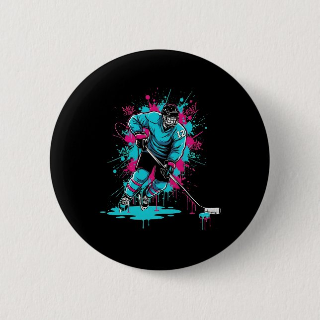 Eishockey-Eiscreme-Tropfen Nummer 12 12. Geburtsta Button (Vorderseite)