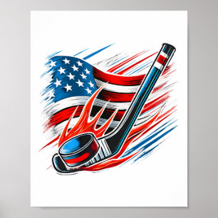 Eishockey-Fan-Players Patriotischer 4. Juli Ameri Poster