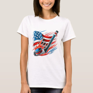 Eishockey-Fan-Players Patriotischer 4. Juli Ameri T-Shirt