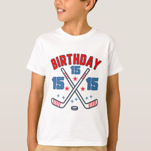 Eishockey Fünfzehn Geburtstag Junge 15. Party Jung T-Shirt