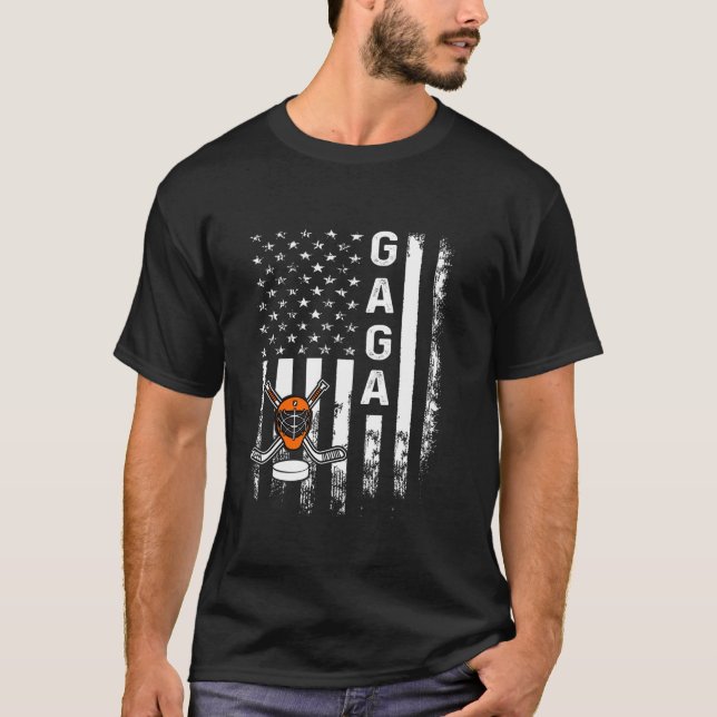 Eishockey Gaga America Flag Männer Weihnachten Fra T-Shirt (Vorderseite)