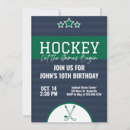 Eishockey Geburtstag Blue Green Strip Einladung