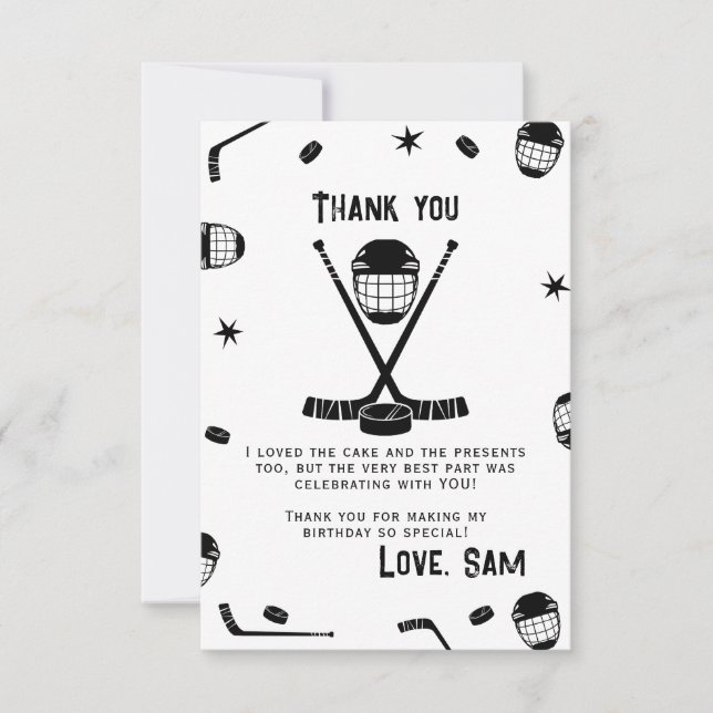 Eishockey Geburtstag, Eishockey-Party Dankeskarte (Vorderseite)