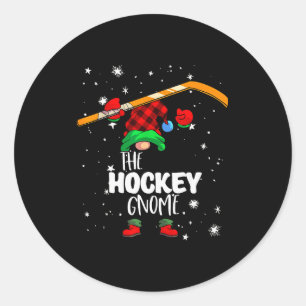 Eishockey-Gnom Roter Buffalo-Kariert Passende Fami Runder Aufkleber