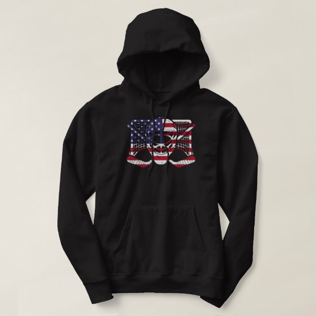 Eishockey Goalie American Flag USA Goalie Maske 4t Hoodie (Design vorne)