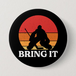 Eishockey Goalie bringen es Button