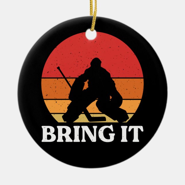 Eishockey Goalie bringen es Keramik Ornament (Vorne)