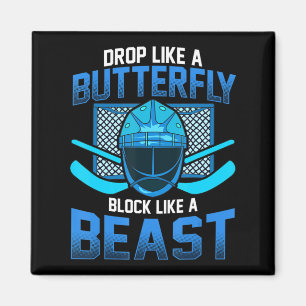Eishockey-Goalie-Drop wie ein Schmetterlingsblock  Magnet