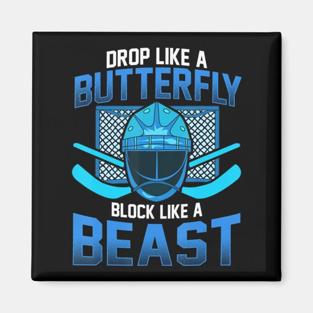 Eishockey-Goalie-Drop wie ein Schmetterlingsblock  Magnet (Vorne)