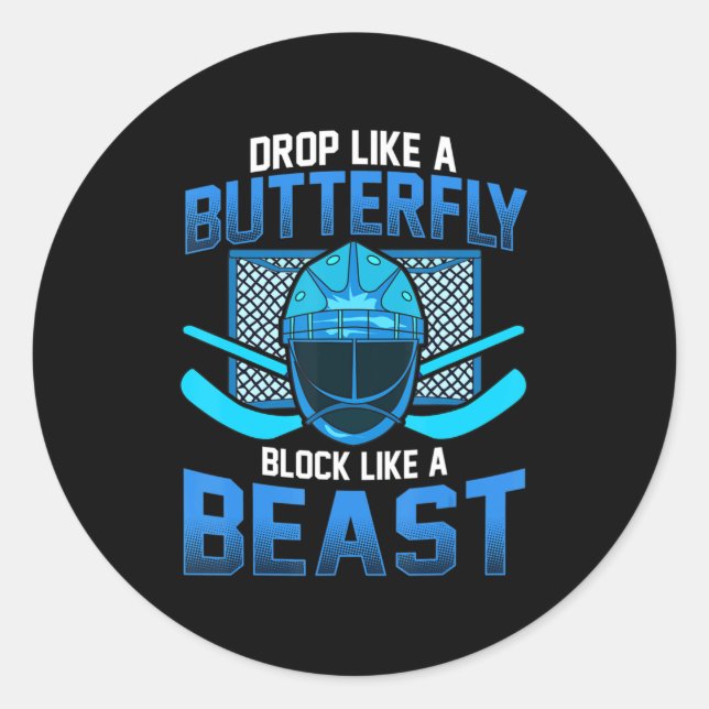 Eishockey-Goalie-Drop wie ein Schmetterlingsblock  Runder Aufkleber (Vorderseite)