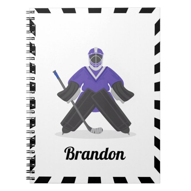 Eishockey Goalkeeper Spieler Lila Kinder  Notizblock (Vorderseite)