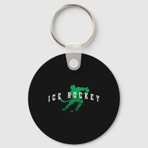 Eishockey Green Team Spieler Varsity Text Schlüsselanhänger