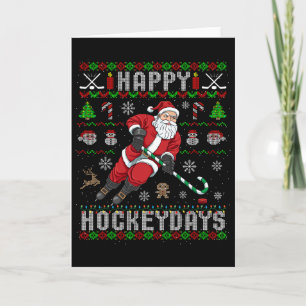 Eishockey hässlicher Weihnachtsmann Happy Hockey Karte