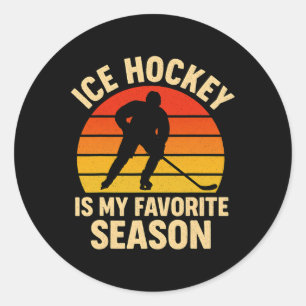 Eishockey ist meine Lieblingsjahreszeit Retro Vint Runder Aufkleber