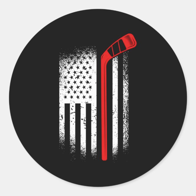 Eishockey Jersey Penalty Box Puck Us Flag Runder Aufkleber (Vorderseite)