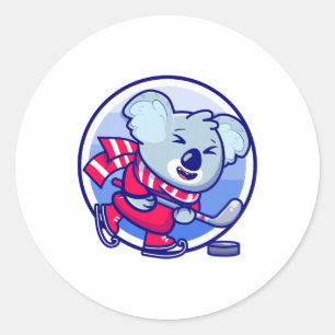 Eishockey Kinderkoala I Lustige Tiere Sport Runder Aufkleber