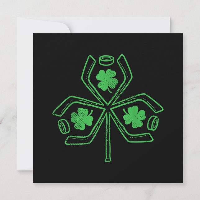 Eishockey-Kleeblatt am St Patricks Day Player Einladung (Vorderseite)