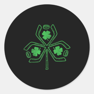 Eishockey-Kleeblatt am St Patricks Day Player Runder Aufkleber