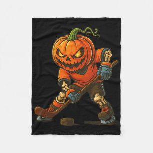Eishockey-Kürbislaterne Halloween-Skelett-Kürbis Fleecedecke