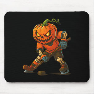 Eishockey-Kürbislaterne Halloween-Skelett-Kürbis Mousepad