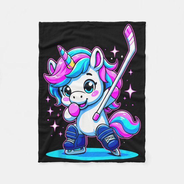 Eishockey Mädchen Dabbing Einhorn  Fleecedecke (Vorderseite)