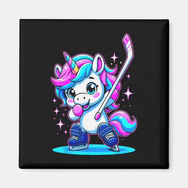 Eishockey-Mädchen Dabbing Einhorn  Magnet (Vorne)