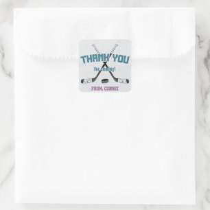 Eishockey Mädchen Lila Geburtstags Danke Geschenkv Quadratischer Aufkleber