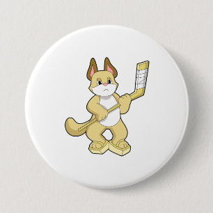 Eishockey mit Eishockeyschläger Button