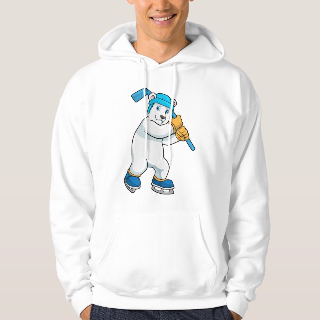 Eishockey mit Eishockeyschläger Hoodie (Vorderseite)