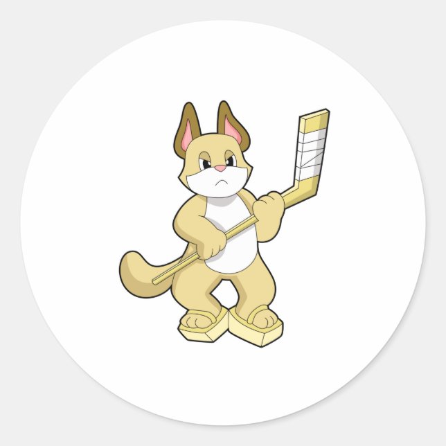 Eishockey mit Eishockeyschläger Runder Aufkleber (Vorderseite)