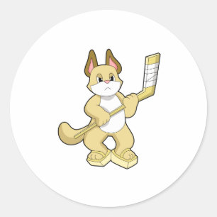 Eishockey mit Eishockeyschläger Runder Aufkleber