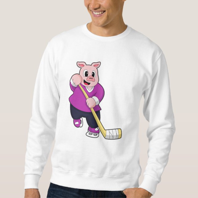 Eishockey mit Eishockeyschläger Sweatshirt (Vorderseite)